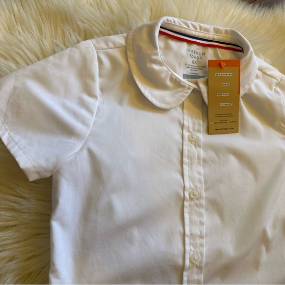 French Toast Round Collar Button Up Short Sleeve Dress Shirt Girls 6X - Picture 2 of 9